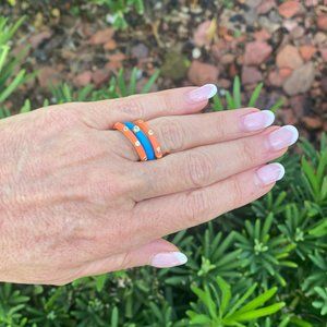 Miami Dolphins Rings Tailgate Merch Jewelry Adjustable Aqua & Orange Apparel